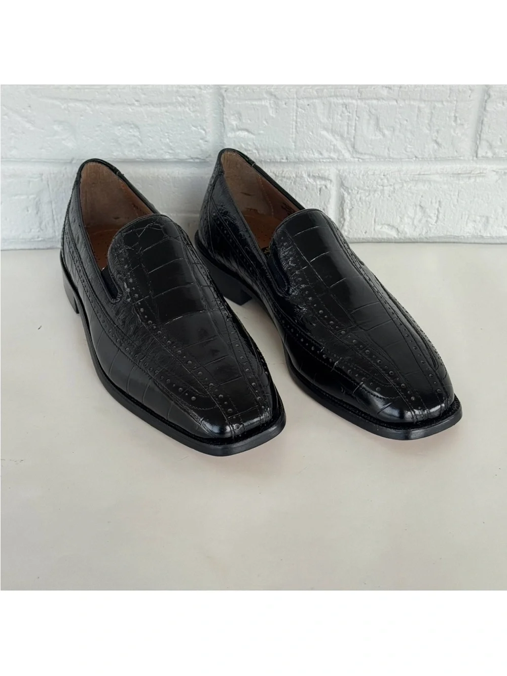 Stacy Adams Alligator Print Square Toe Loafers Men's 8